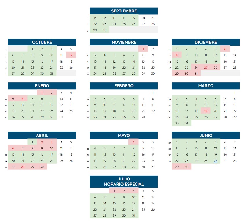 Calendario 2025- 2026 Egutegia Zeru Lur Yoga