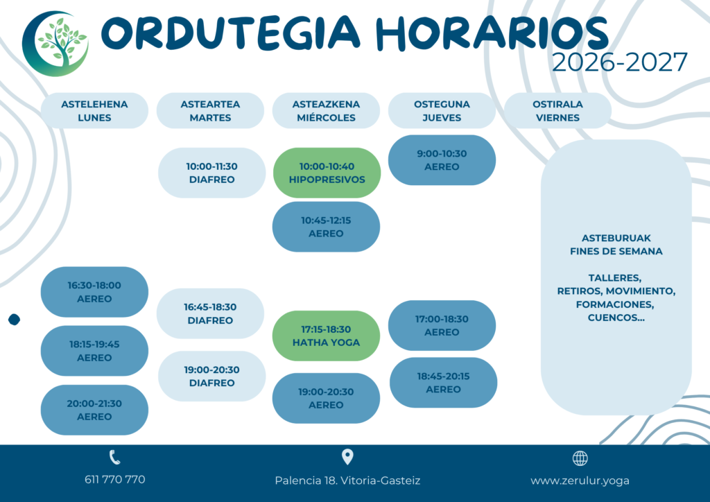 Horario 2026-2027 ordutegia Zeru Lur